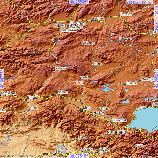 Topographic map of Varto