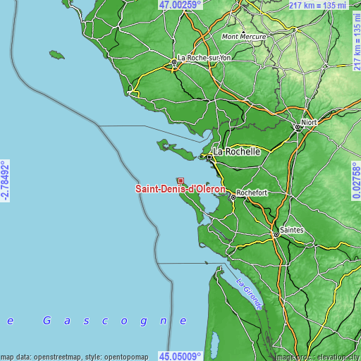 Topographic map of Saint-Denis-d’Oléron