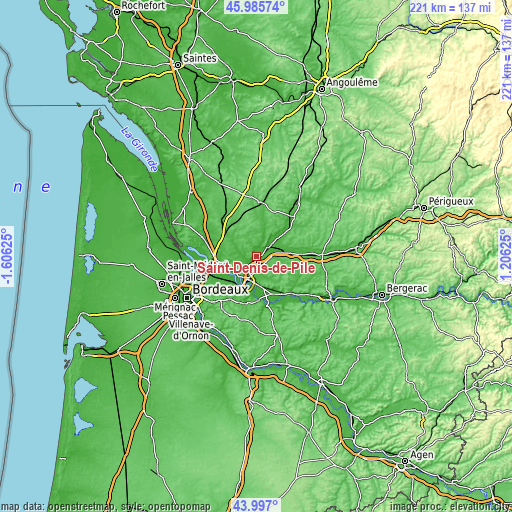 Topographic map of Saint-Denis-de-Pile