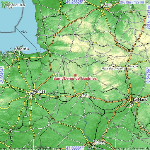 Topographic map of Saint-Denis-de-Gastines