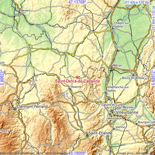 Topographic map of Saint-Denis-de-Cabanne