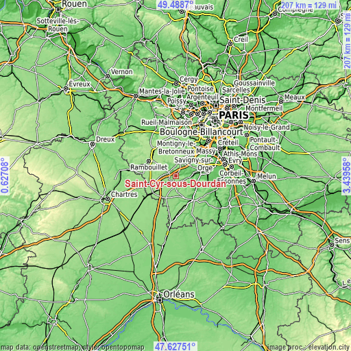 Topographic map of Saint-Cyr-sous-Dourdan