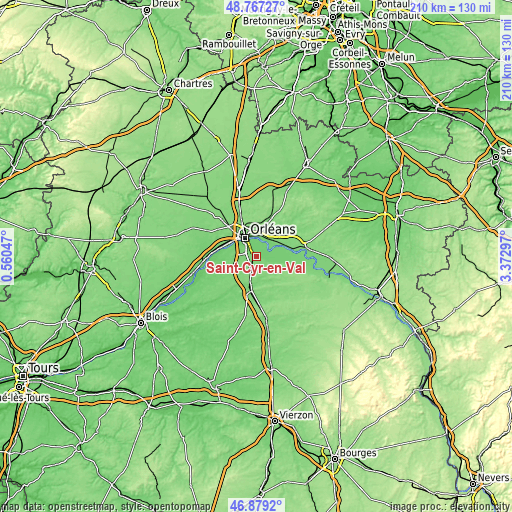 Topographic map of Saint-Cyr-en-Val