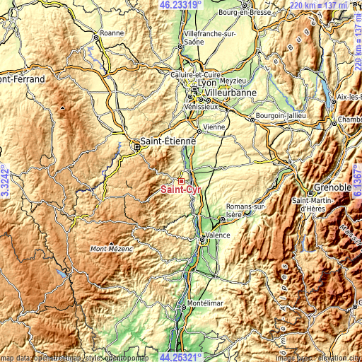 Topographic map of Saint-Cyr