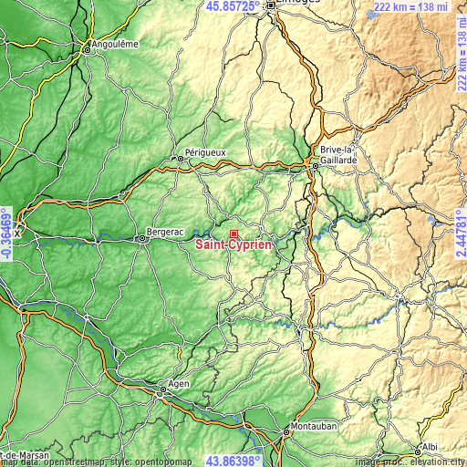 Topographic map of Saint-Cyprien