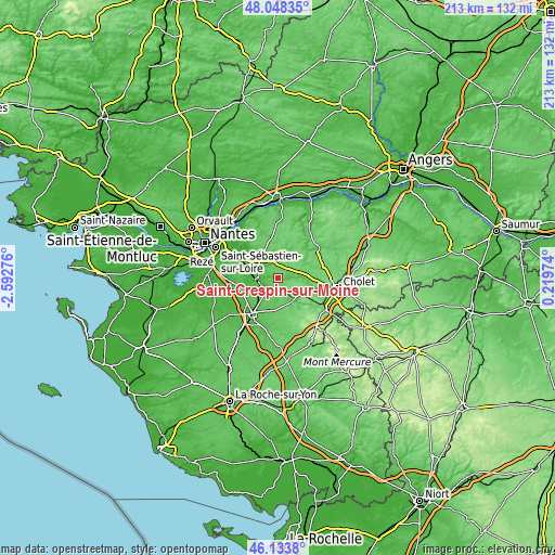 Topographic map of Saint-Crespin-sur-Moine