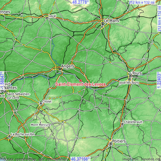 Topographic map of Saint-Clément-des-Levées