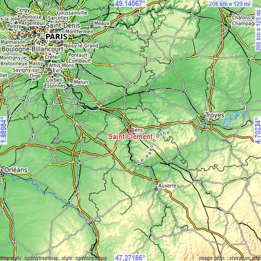 Topographic map of Saint-Clément