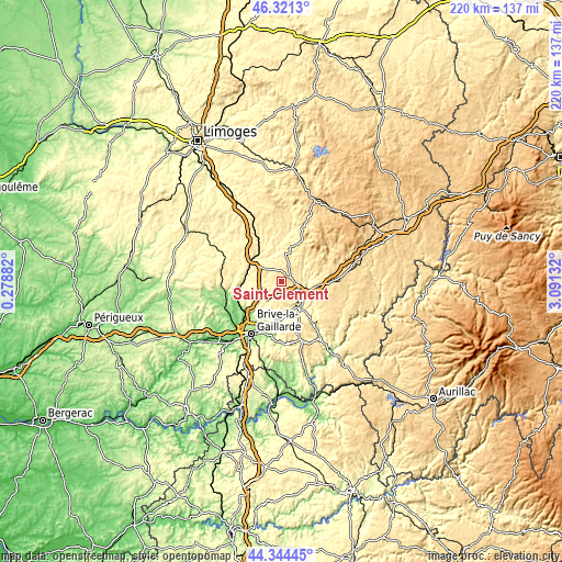 Topographic map of Saint-Clément