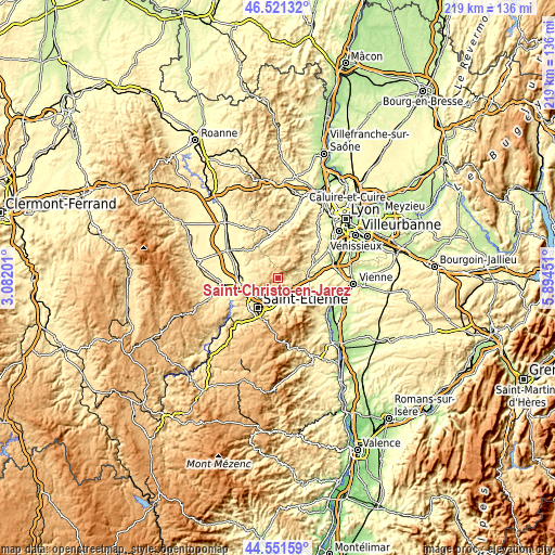 Topographic map of Saint-Christo-en-Jarez