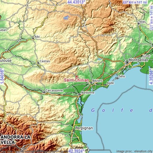 Topographic map of Saint-Chinian