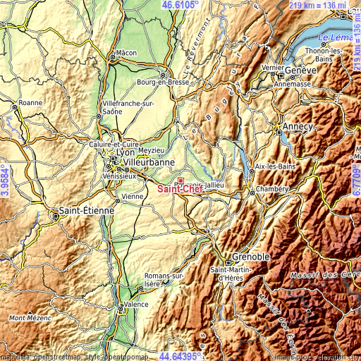 Topographic map of Saint-Chef