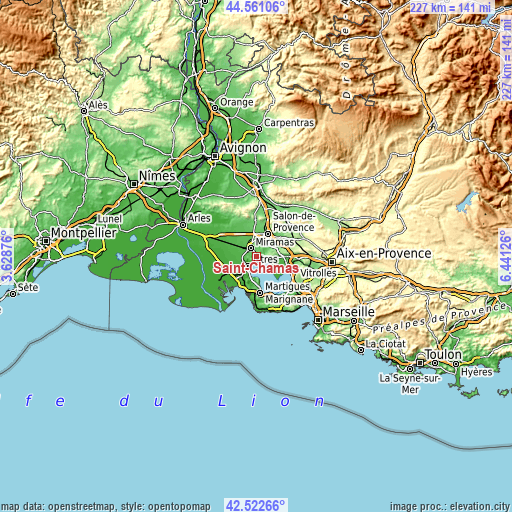 Topographic map of Saint-Chamas