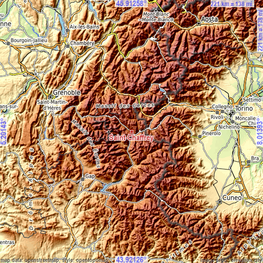 Topographic map of Saint-Chaffrey