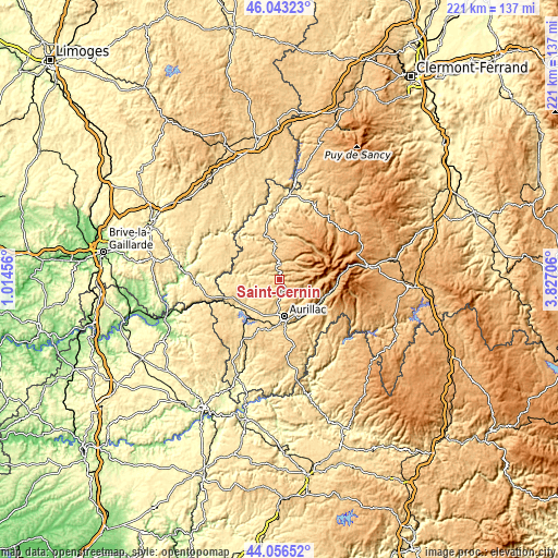 Topographic map of Saint-Cernin