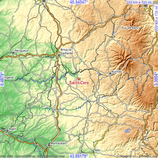 Topographic map of Saint-Céré