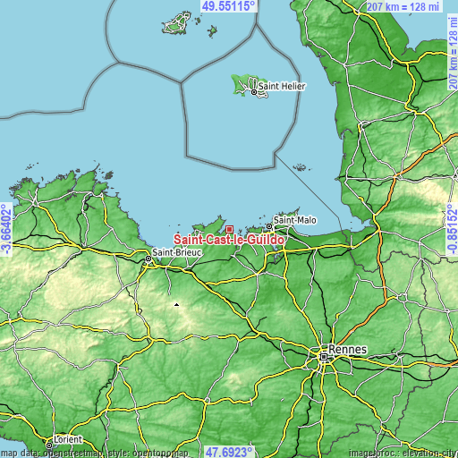 Topographic map of Saint-Cast-le-Guildo