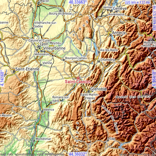 Topographic map of Saint-Cassien