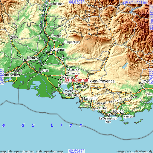 Topographic map of Saint-Cannat