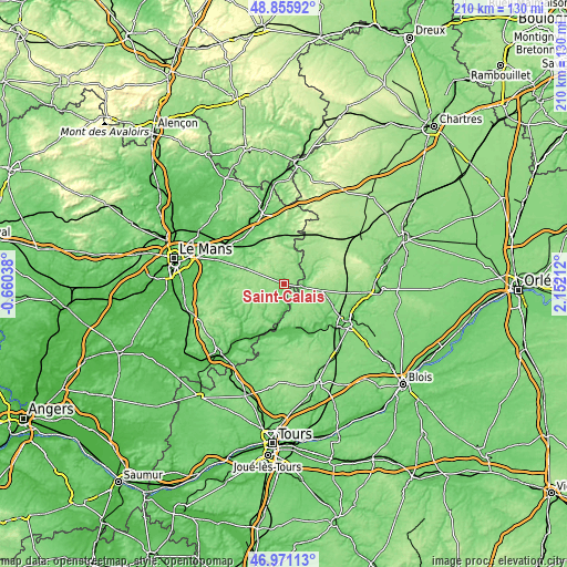 Topographic map of Saint-Calais