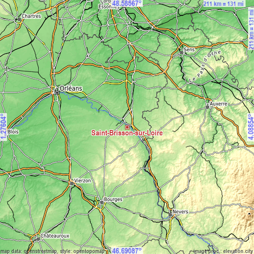 Topographic map of Saint-Brisson-sur-Loire