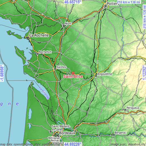 Topographic map of Saint-Brice