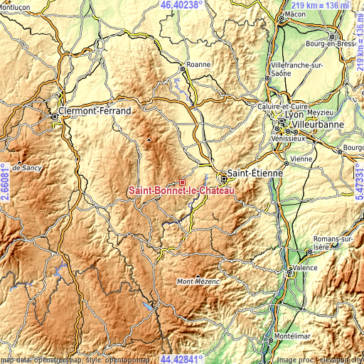 Topographic map of Saint-Bonnet-le-Château