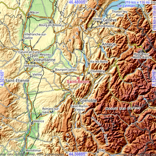 Topographic map of Saint-Béron