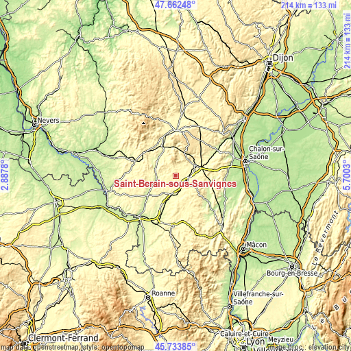 Topographic map of Saint-Berain-sous-Sanvignes