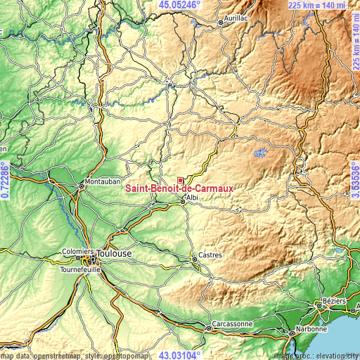 Topographic map of Saint-Benoît-de-Carmaux