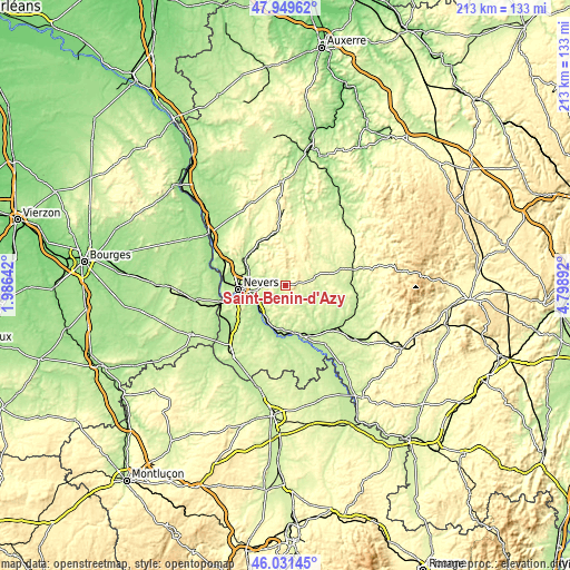 Topographic map of Saint-Benin-d’Azy