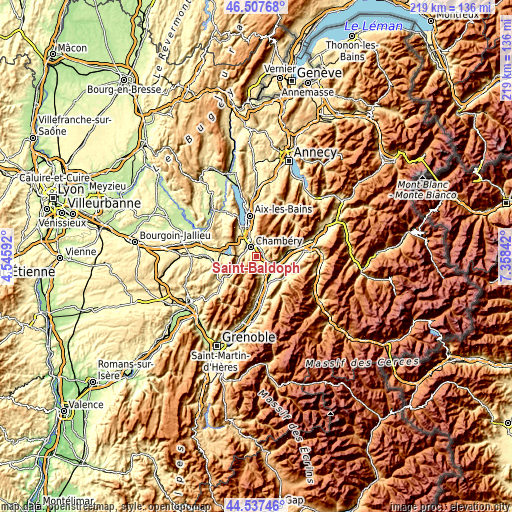 Topographic map of Saint-Baldoph