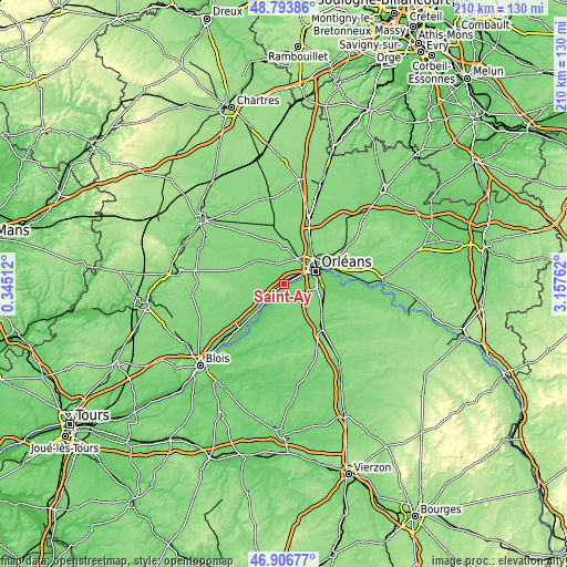 Topographic map of Saint-Ay