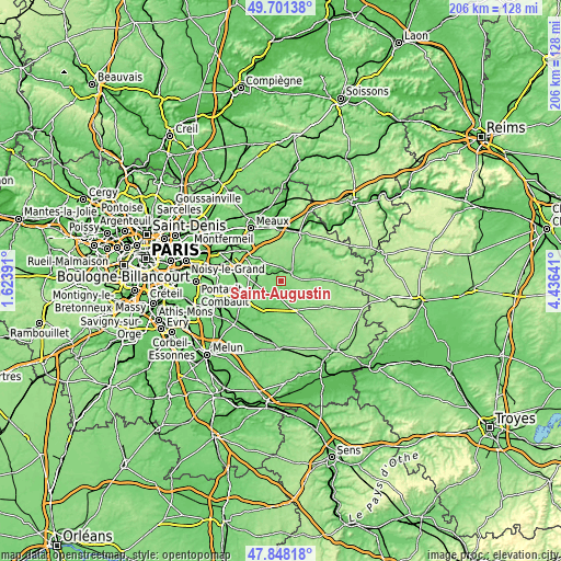 Topographic map of Saint-Augustin