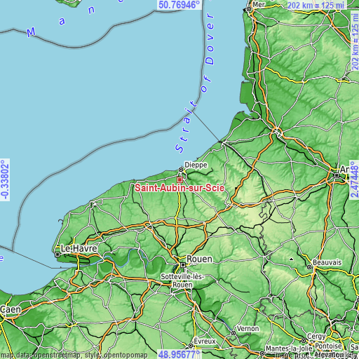 Topographic map of Saint-Aubin-sur-Scie