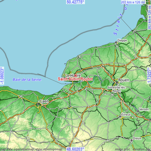 Topographic map of Saint-Aubin-Routot