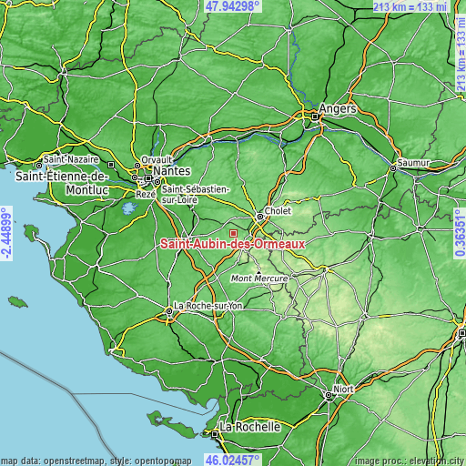 Topographic map of Saint-Aubin-des-Ormeaux