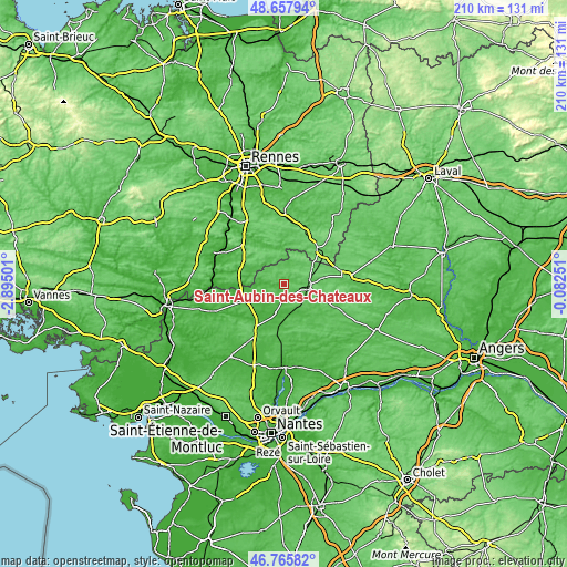 Topographic map of Saint-Aubin-des-Châteaux