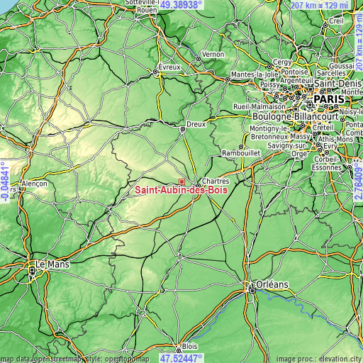 Topographic map of Saint-Aubin-des-Bois