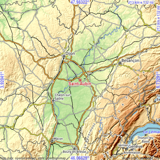 Topographic map of Saint-Aubin