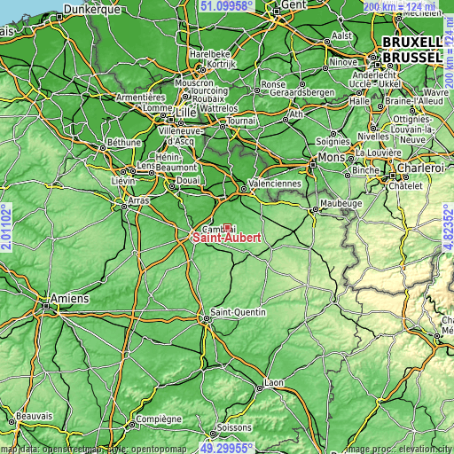 Topographic map of Saint-Aubert