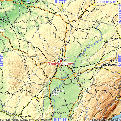 Topographic map of Saint-Apollinaire
