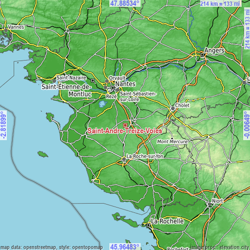 Topographic map of Saint-André-Treize-Voies