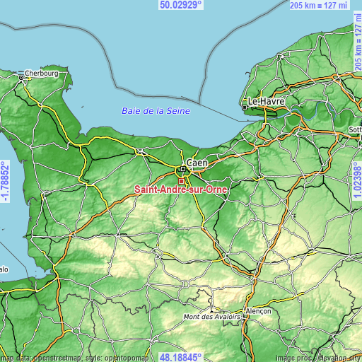 Topographic map of Saint-André-sur-Orne