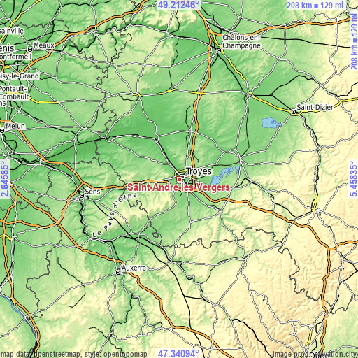Topographic map of Saint-André-les-Vergers