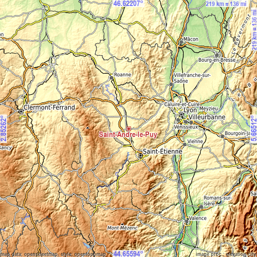 Topographic map of Saint-André-le-Puy