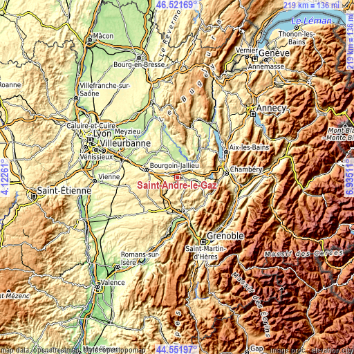 Topographic map of Saint-André-le-Gaz