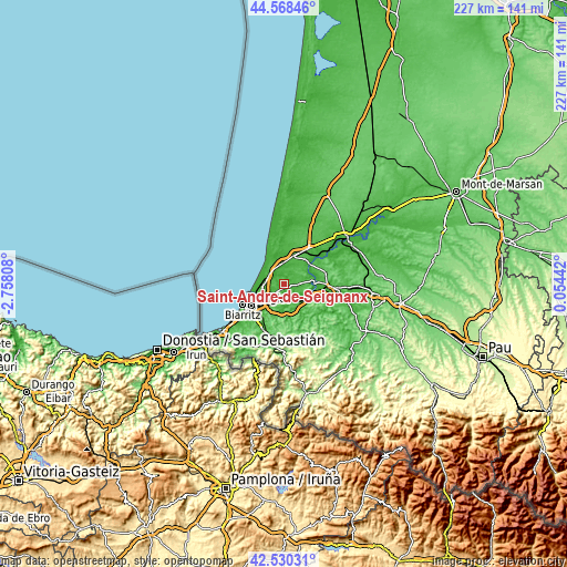 Topographic map of Saint-André-de-Seignanx