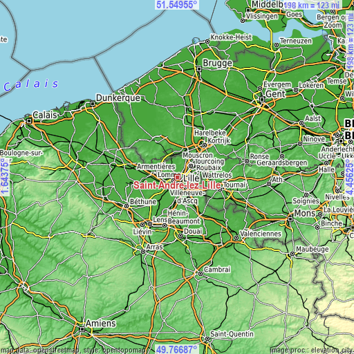 Topographic map of Saint-André-lez-Lille