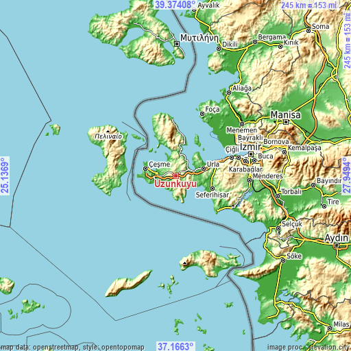 Topographic map of Uzunkuyu